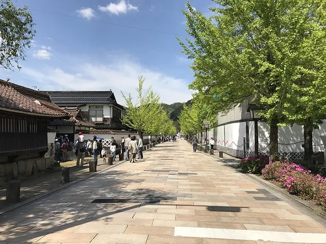 津和野の殿町通りの石畳と白壁